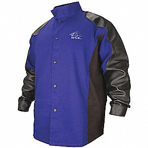 BSX Welding Jacket,FR,Cotton/Leather,Blue,3X - Welding Jackets and ...